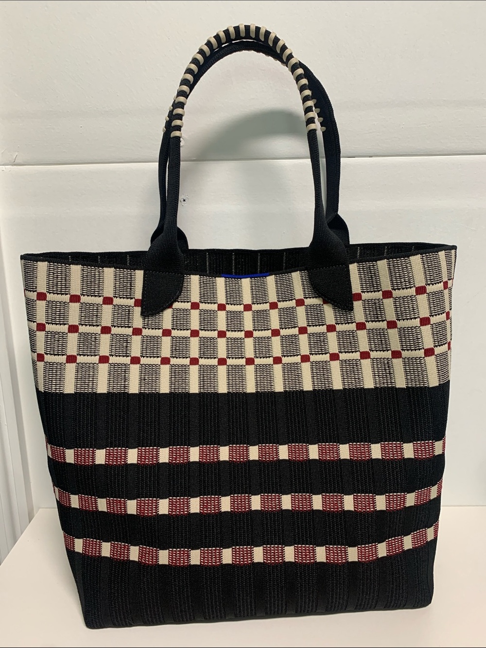 Rothy's Plaid Tote in Black & Cream Like New